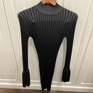 Central Park West black long sleeve ribbed round neck dress. Size small.
